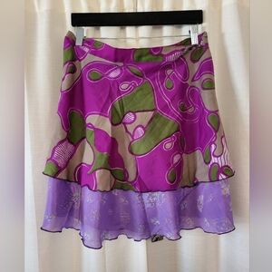 Boho Silk Floral Wrap Skirt